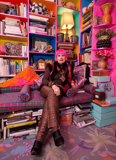 Zandra Rhodes in her penthouse, photograph by Martin Gardner